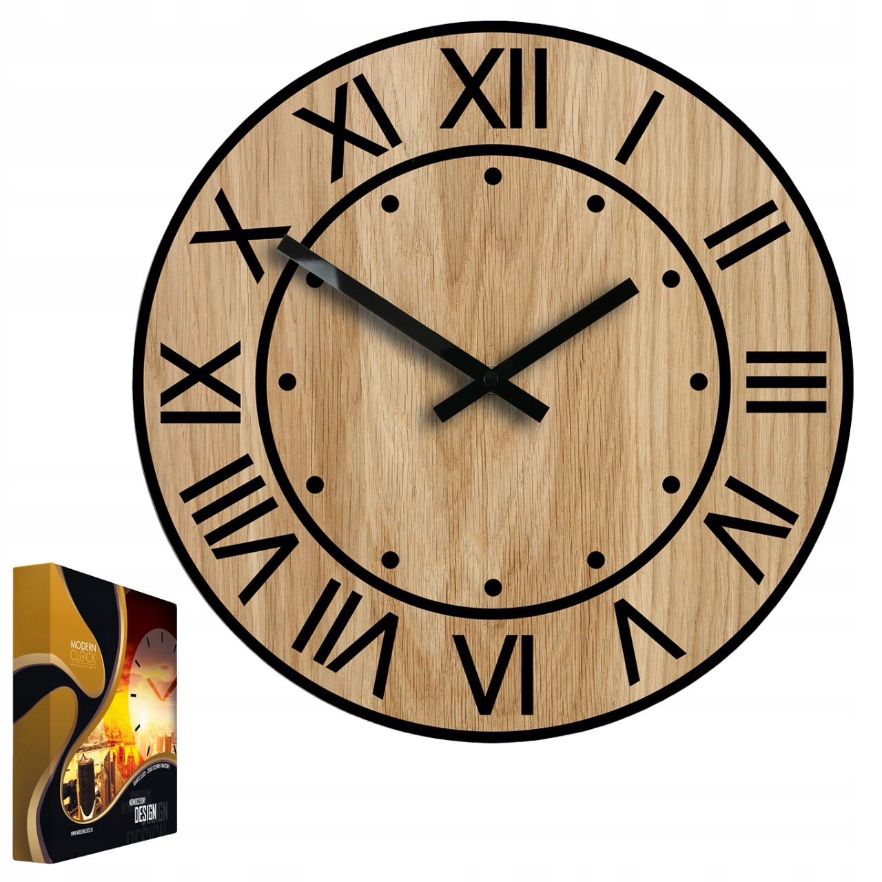 Nástěnné hodiny Dřevěné Dubové Akrylové Artur Wood 33 cm Kulatý Křemenné