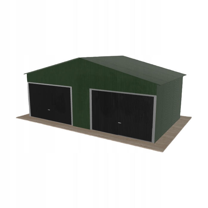 Plechová garáž 7x4 m, dvoupolohová, dvoupolohová, zelená