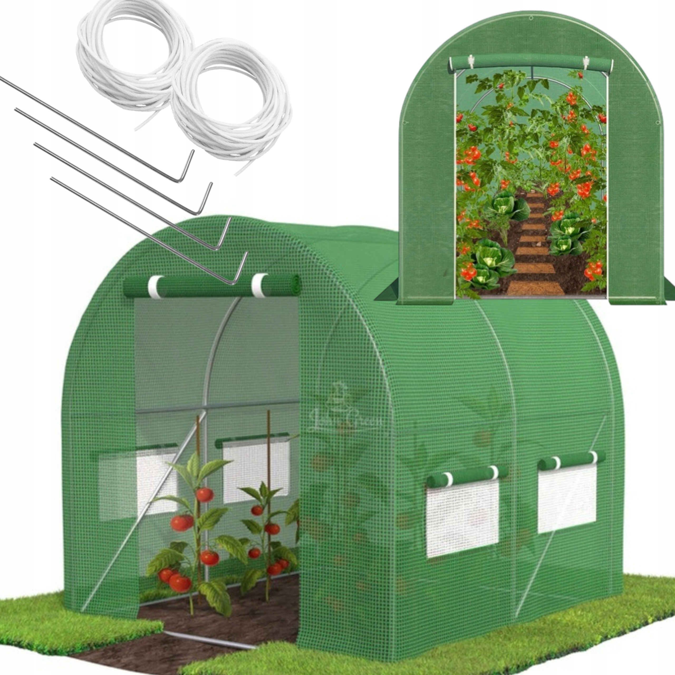 Fóliový Skleník Zahradní Tunel 2x2 4m2 Zelená Fólie Fólie Rošt 2x2m