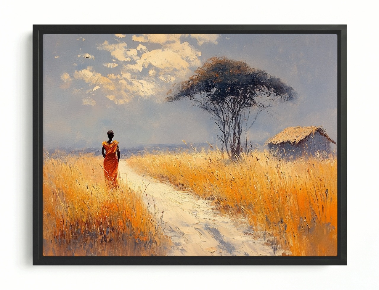 Obraz Rám American Box Olej Krajina Afrika Sawanna Žena 80x60