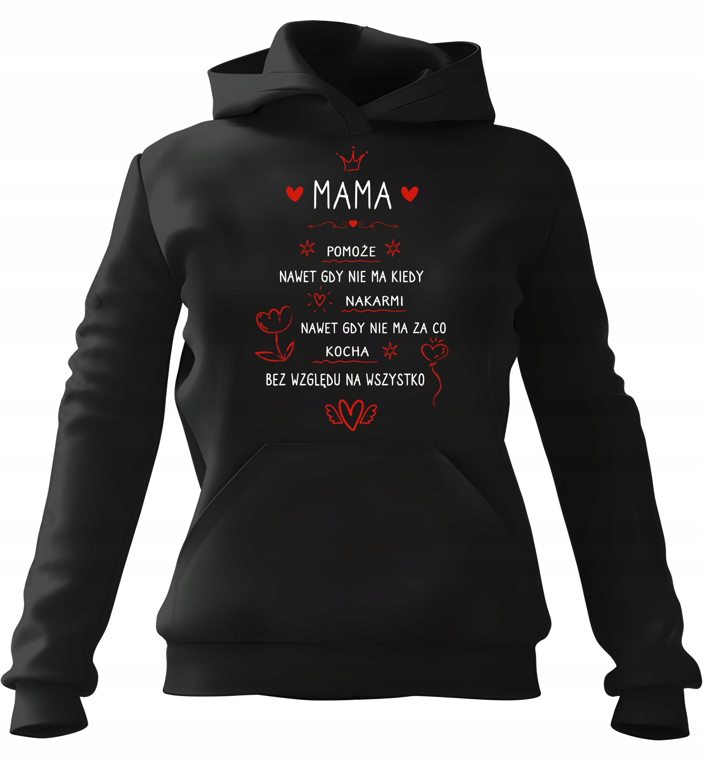 Dámská mikina s kapucí Mikina Mom Helps, černá, Xs, Dárek Svátek Matek