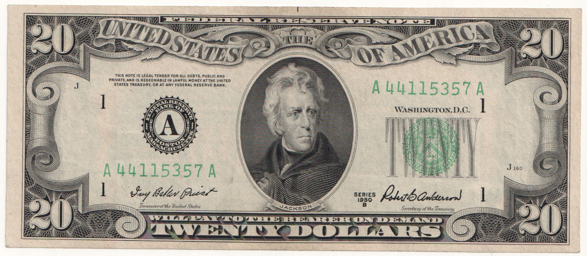 8.aa.USA, 20 Dolarów 1950 B, FR.NOTE, St.1