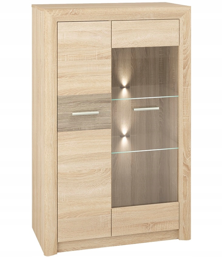 komoda wysoka szafka przeszklona z szybą Castel 06