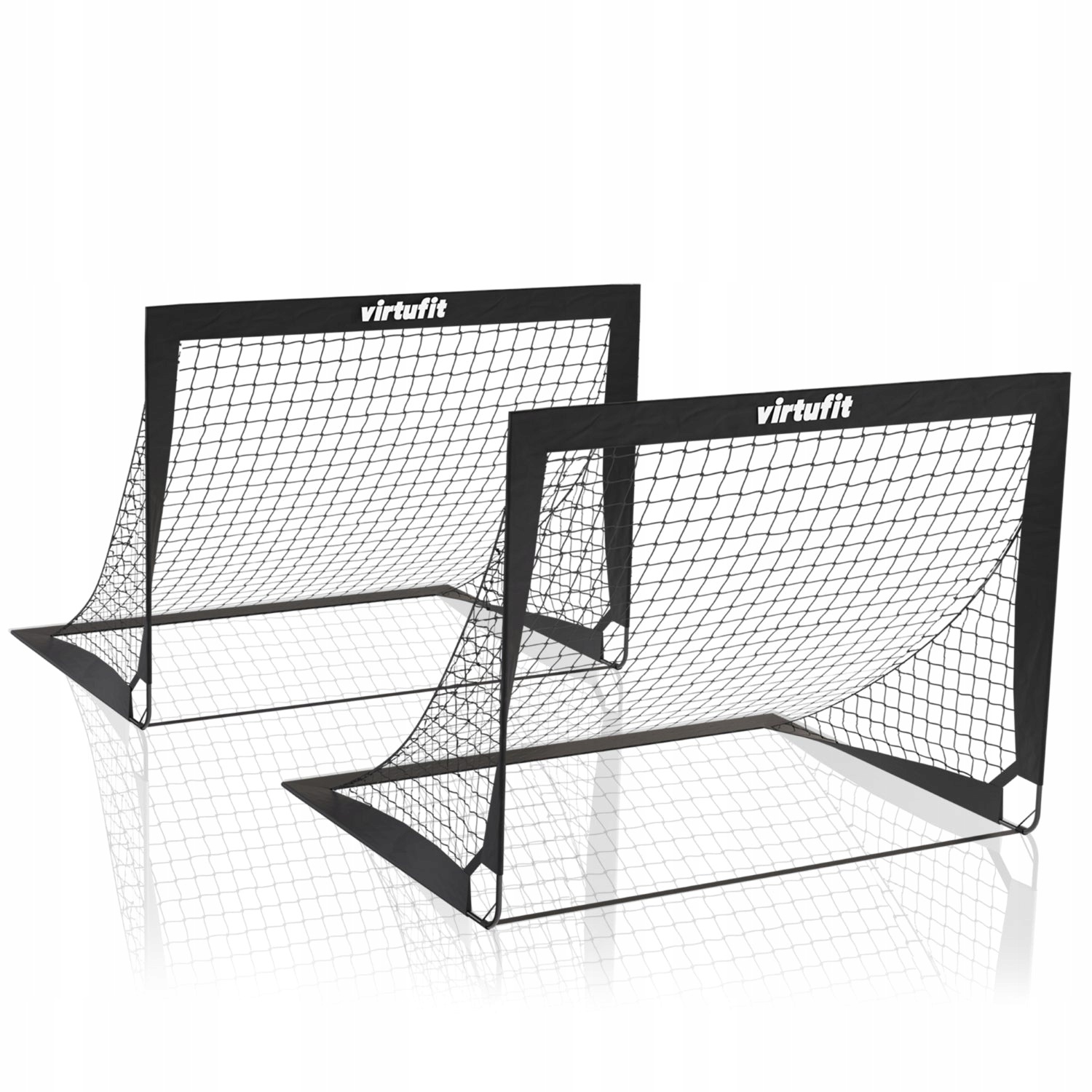 Virtufit Zestaw składanych bramek do piłki nożnej z pokrowcem 120x90 cm