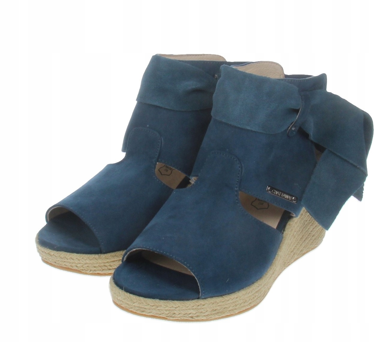 Chattawak Modré Kožené Sandály Na Klínku 39 J1A