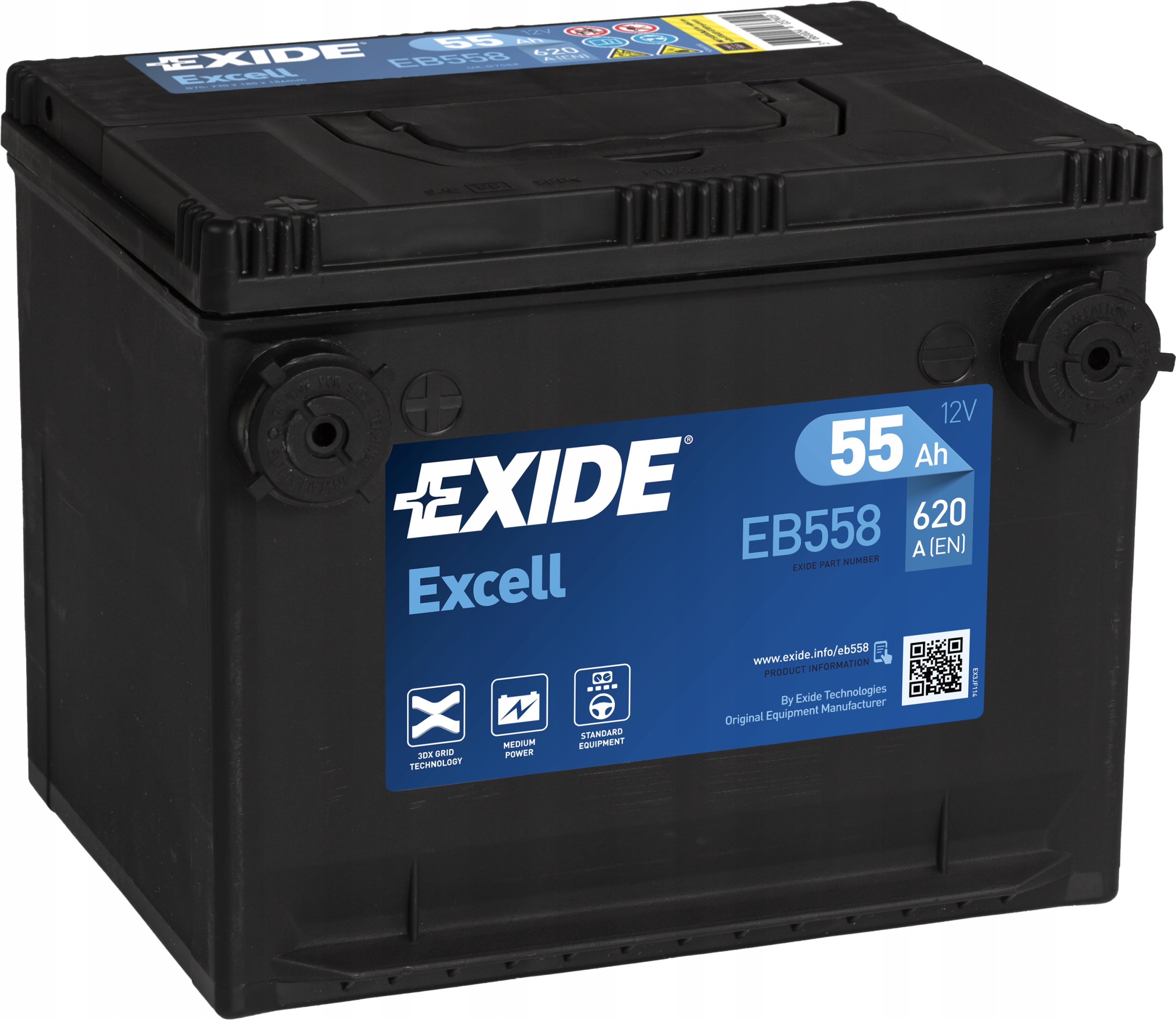 AKUMULATOR EXIDE EXCELL L+ 55Ah/620A EB558 Producent Exide