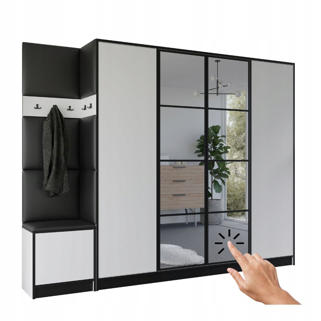 Šatní skříň Costa 15 bílá ekokůže černá Vzor 1