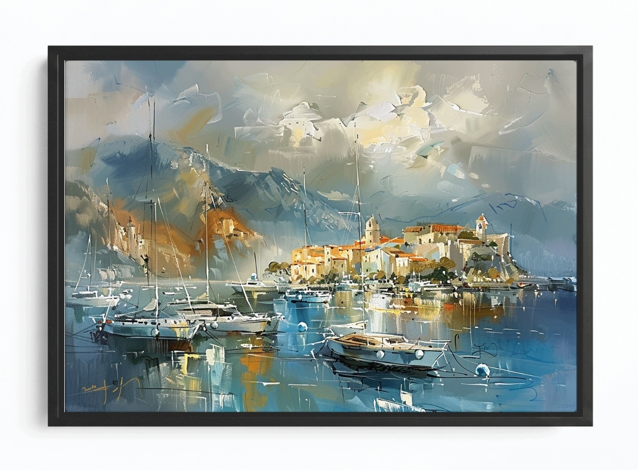 Obraz Rám Americký Box Město Chorvatsko Moře Marina Přístav Jachta 60x40