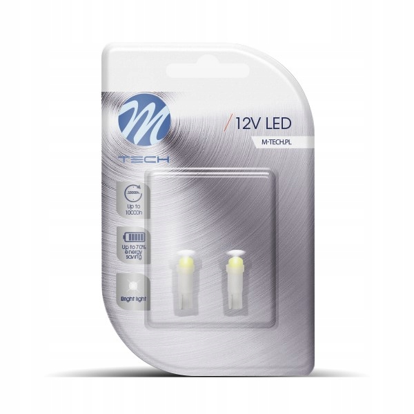 Żarówki Led T5 W1.2W 12V Białe do kokpitu zegarów licznika 2szt.