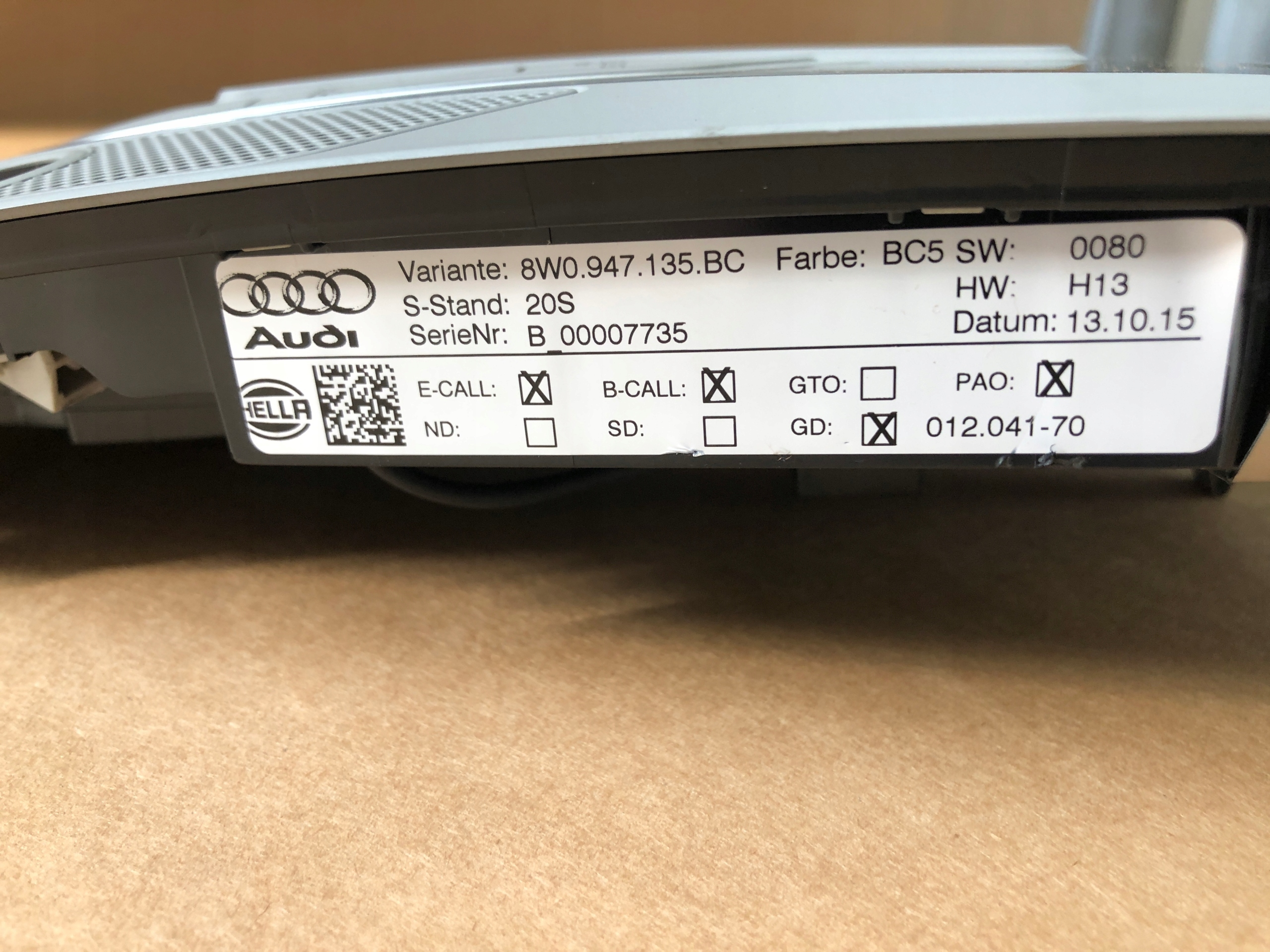 AUDI A4 8W B9 FANALE interna LED 8W0947135BD