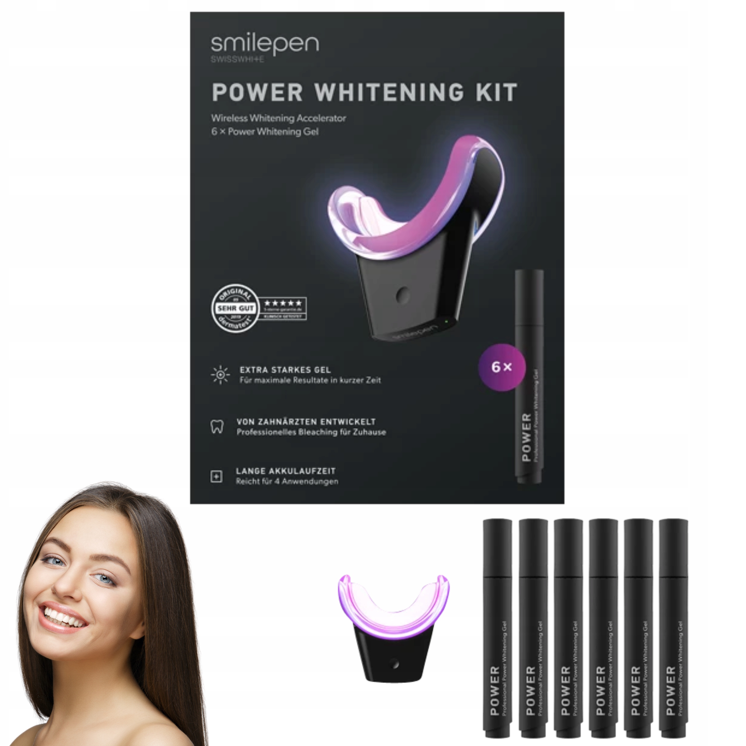 Zestaw do wybielania zębów z bezprzewodowym akceleratorem Led Smilepen