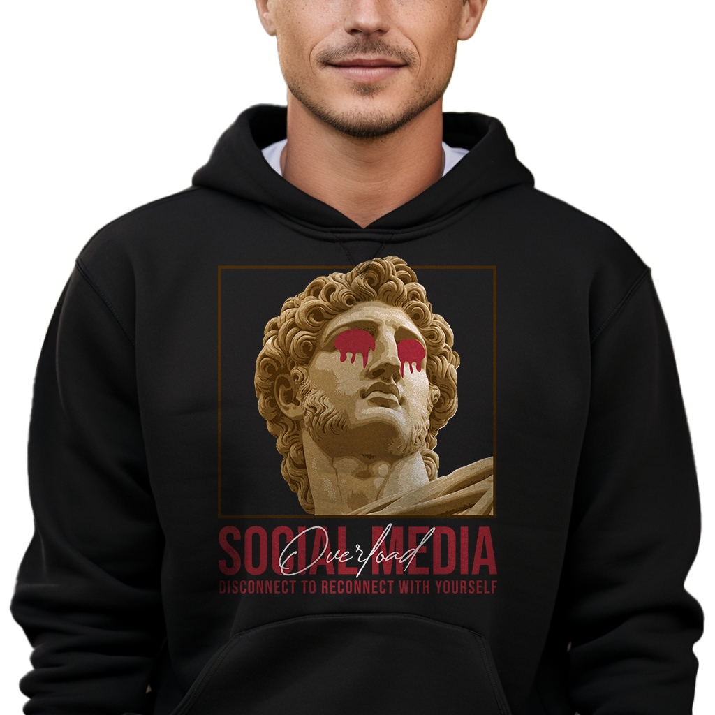 Pánská Mikina S Kapucí Černá Social Media Pro Mládež vzory Velikost XXL