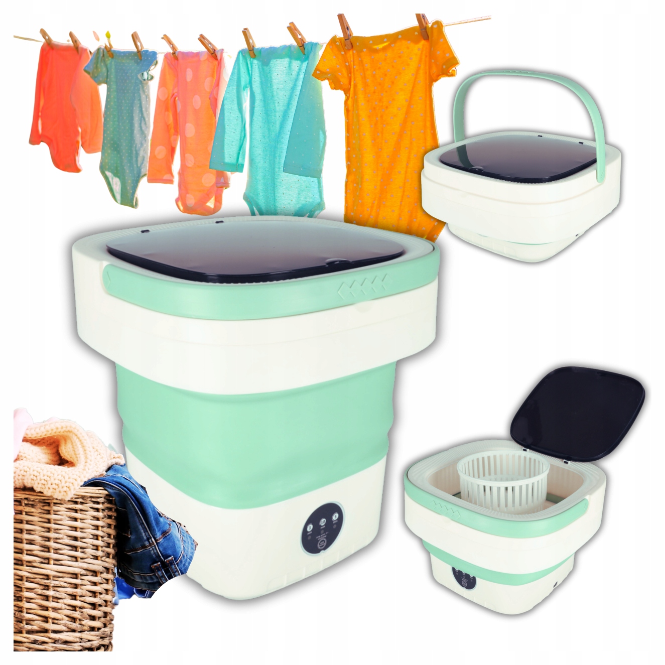 Pralka Turystyczna Podróżna Wolnostojąca Składana Automatyczna Kempingowa