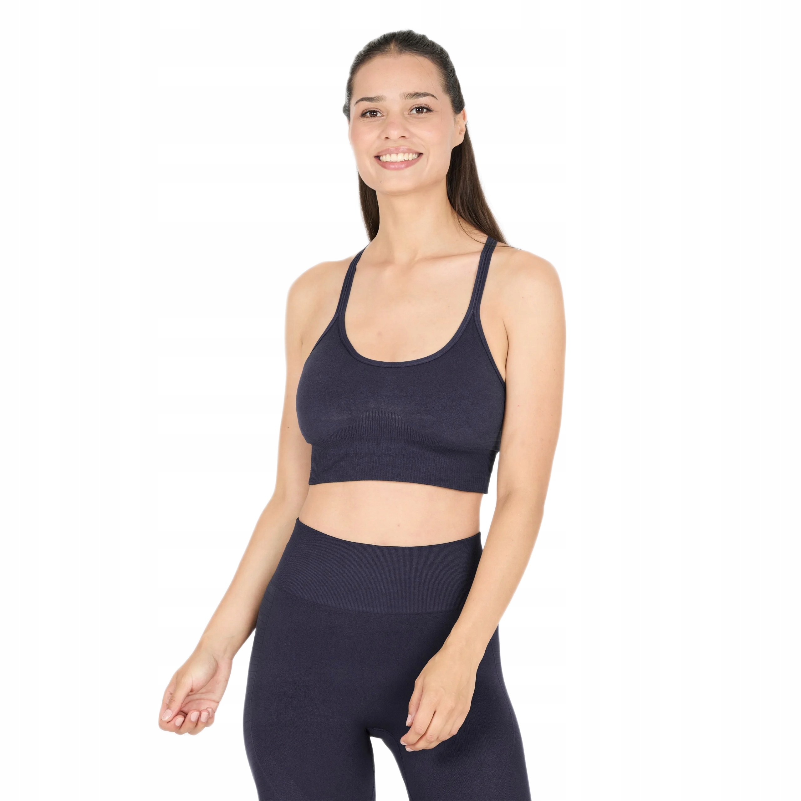 Stanik bezszwowy do jogi Athlecia Foan Seamless Bra granatowy, r. L/XL