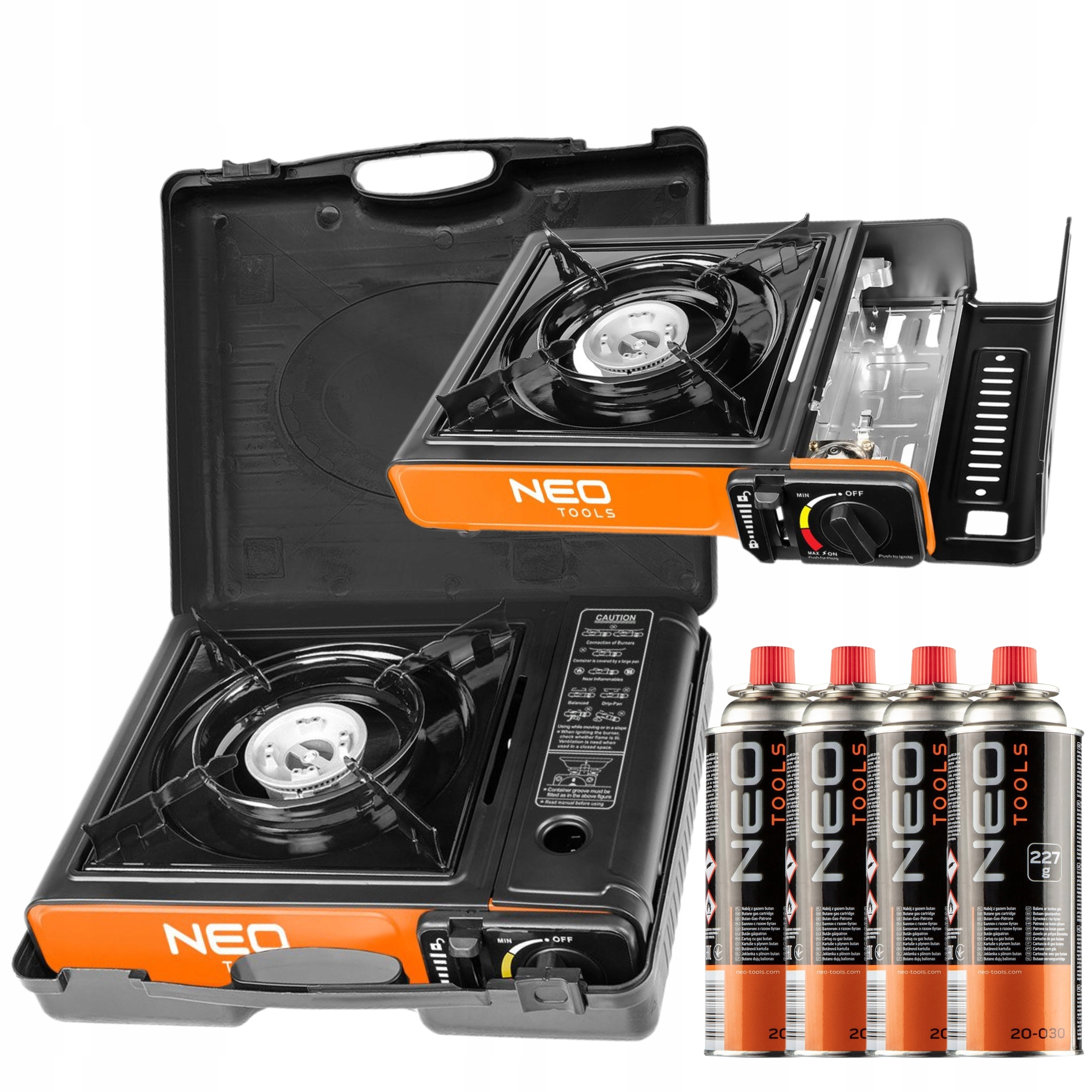 Neo Turistický Plynový Vařič Přenosný Survivalový Kufr 4x Kartuše