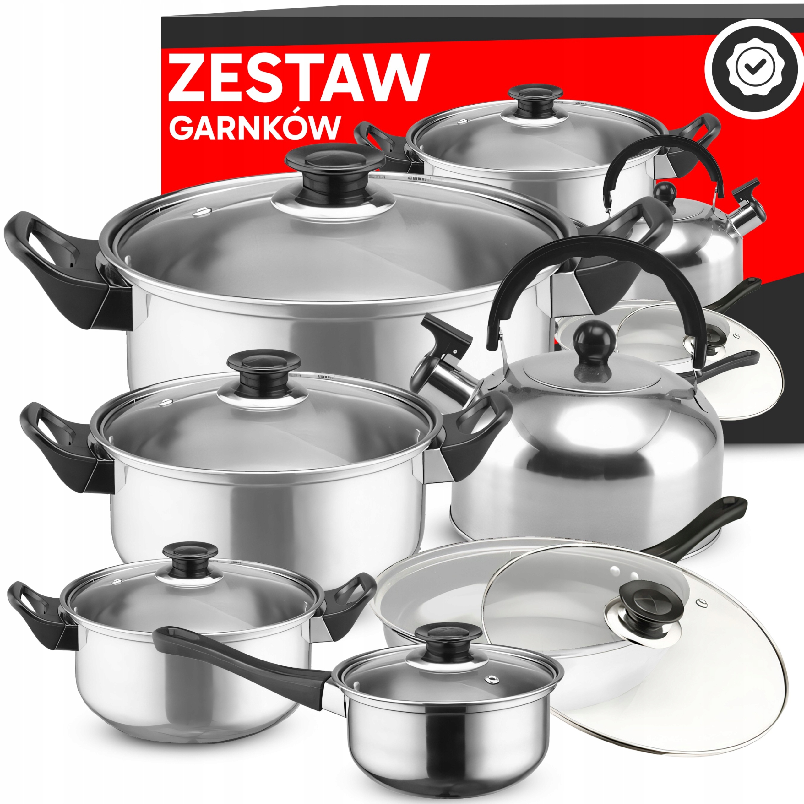 Sada Kuchyňských Hrnců 11 Ks Plyn Indukční Konvice Pánev Poklice