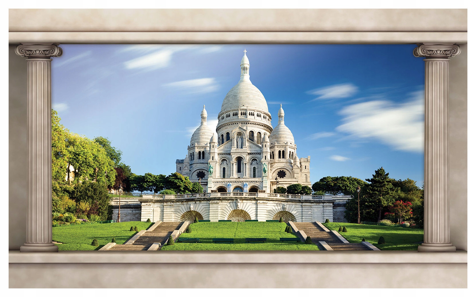 Fototapeta flizelina Sacré-Cœur Paříž modrá obloha sloupy 368x254 lepidlo