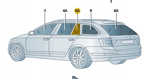 SZYBA DRZWI PRAWY TYL SKODA OCTAVIA III ORYGINAL
