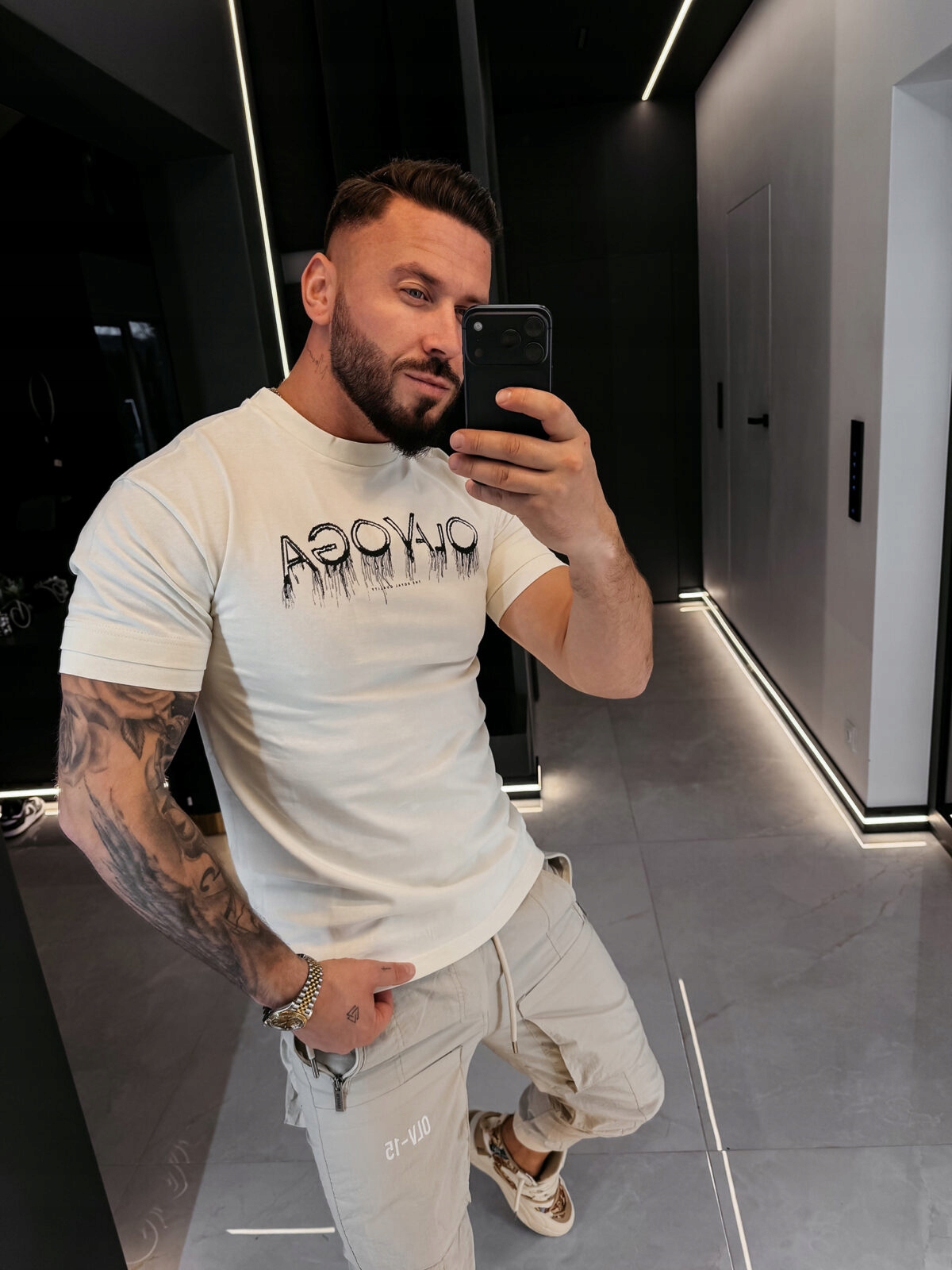 Pánské Tričko Olavoga Cuon Slim Fit ecru XL