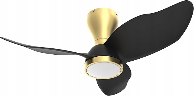 Stropný ventilátor Reiga moderný čierny zlatý luster lampa nástenné svietidlo