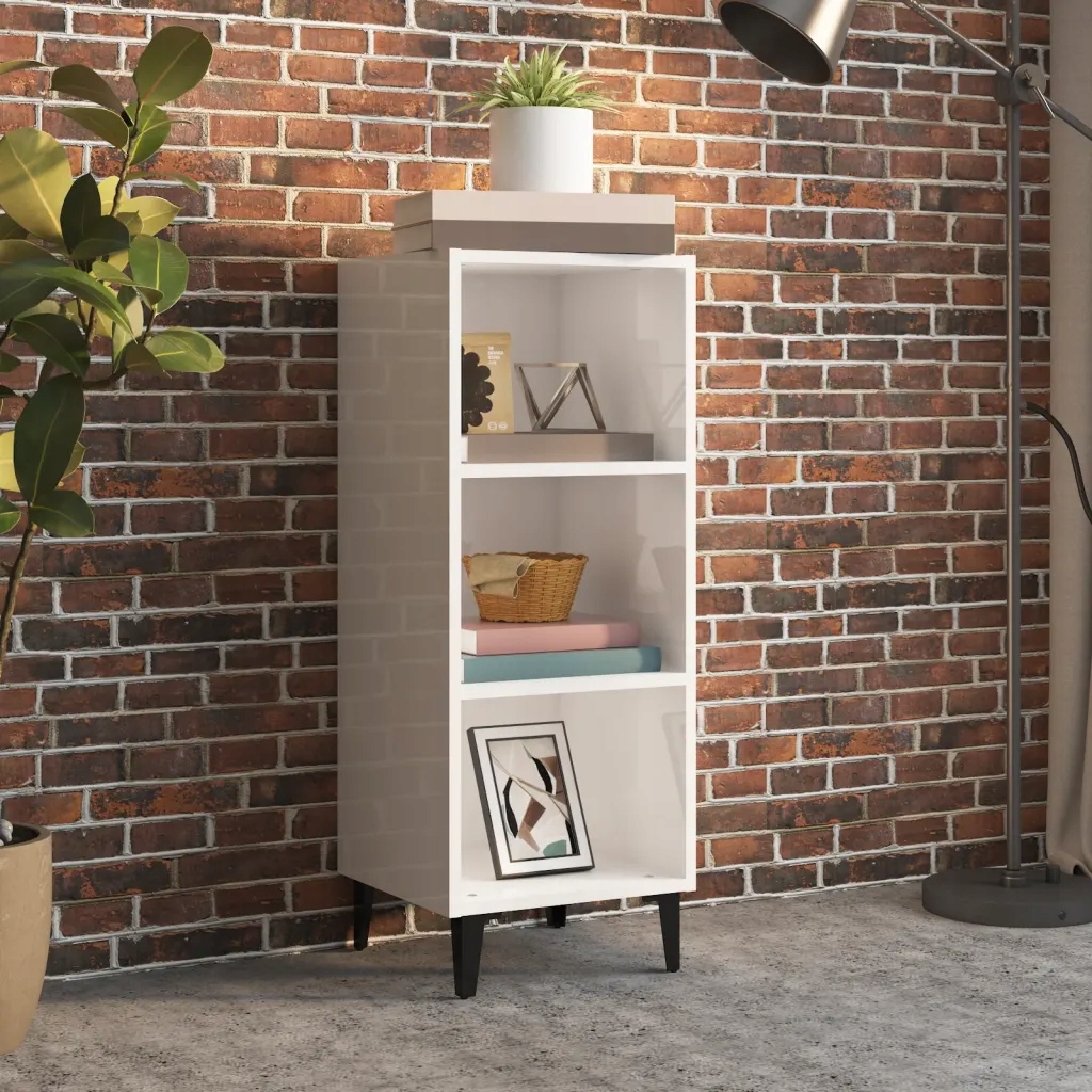 Petrashop Příborník bílý vysoký lesk 34,5 x 32,5 x 90 cm kompozitní dřevo