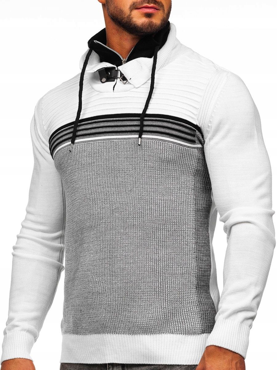 

Sweter Męski Ze Stójką Biały 1051 Denley_l