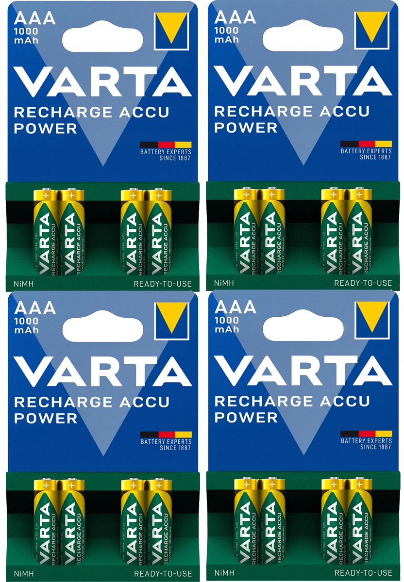 16 x Akumulátorové Baterie Malé Palušky Varta R3 Aaa 1000 mAh 1,2V