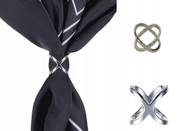 Ozdobna klamra KLIPS PIERŚCIEŃ DO APASZKI SZALA kolor srebrny