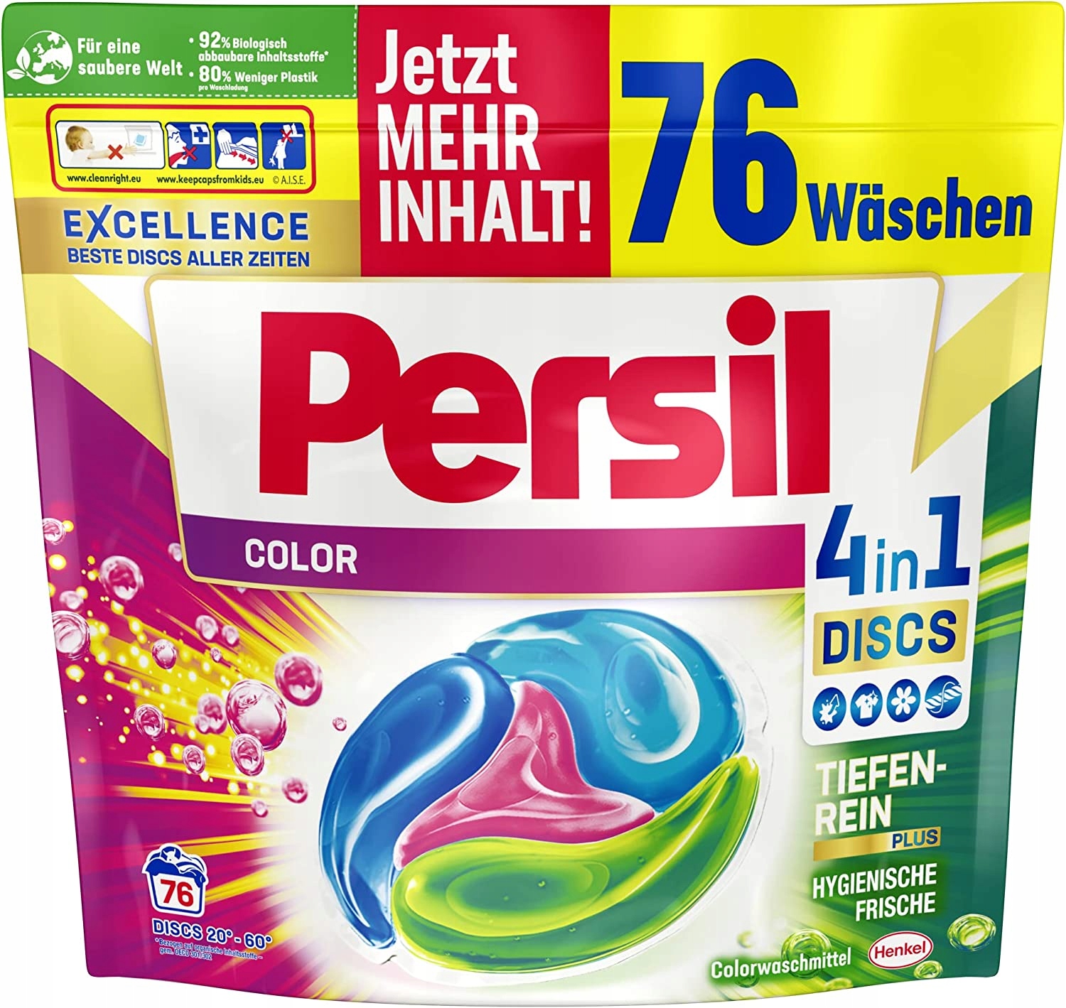 

Niemiecki Persil Discs Kolor kapsułki 4in1 76 p De