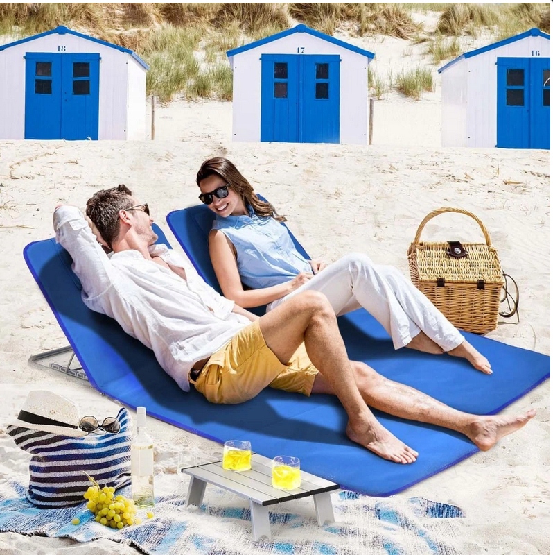 Leżak plażowy ogrodowy zestaw 2 szt + stolik Marka Costway