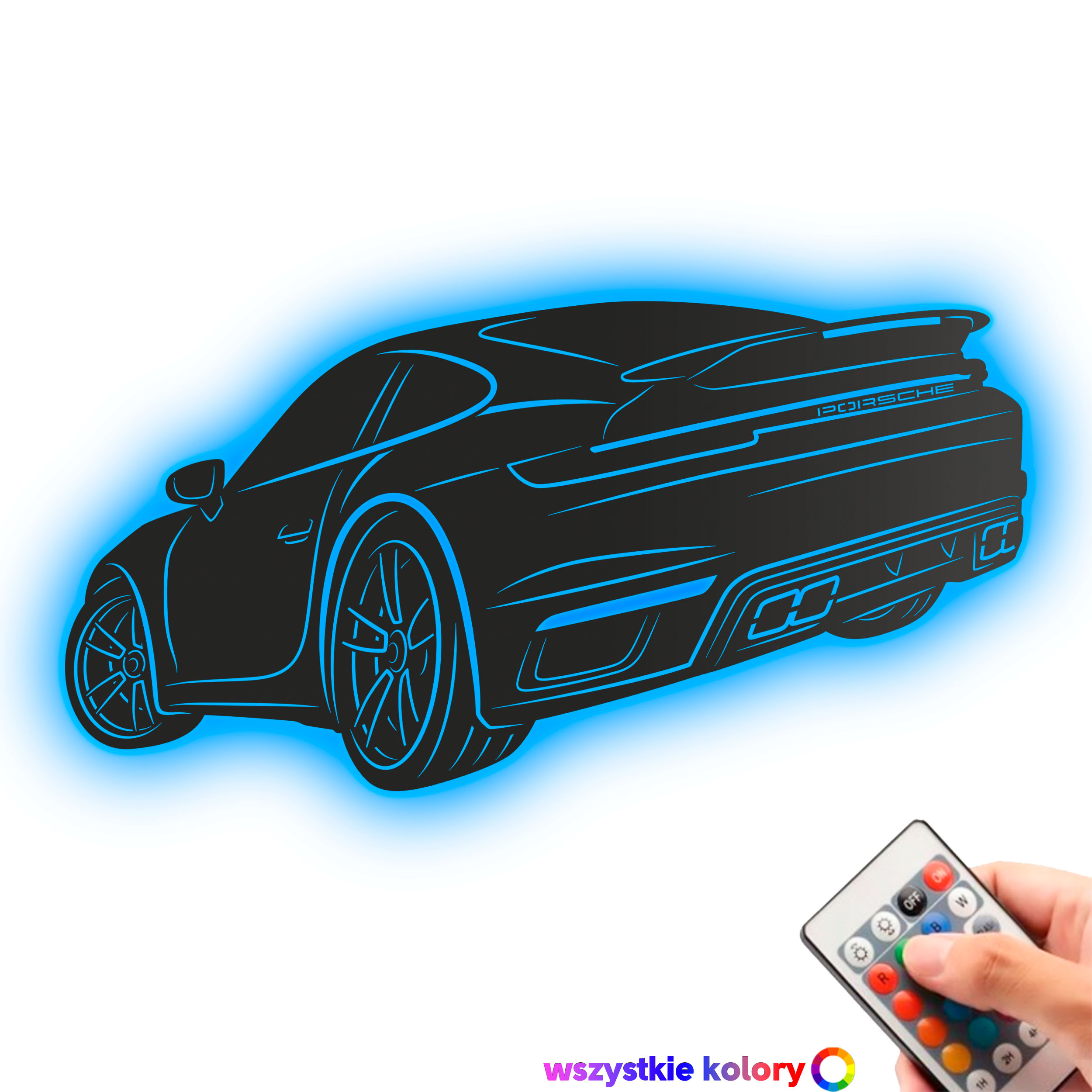 Dřevěný 3D obraz Porsche 911 Turbo S 992 Dárek Noční Lampa Led XL