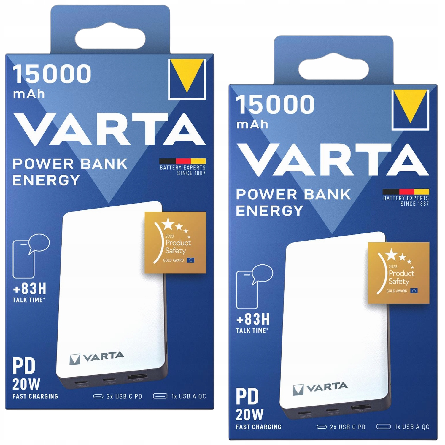 Varta Powerbank 15000 mAh Zásobník energie z Usb C a A tabletu, smartfónu x2