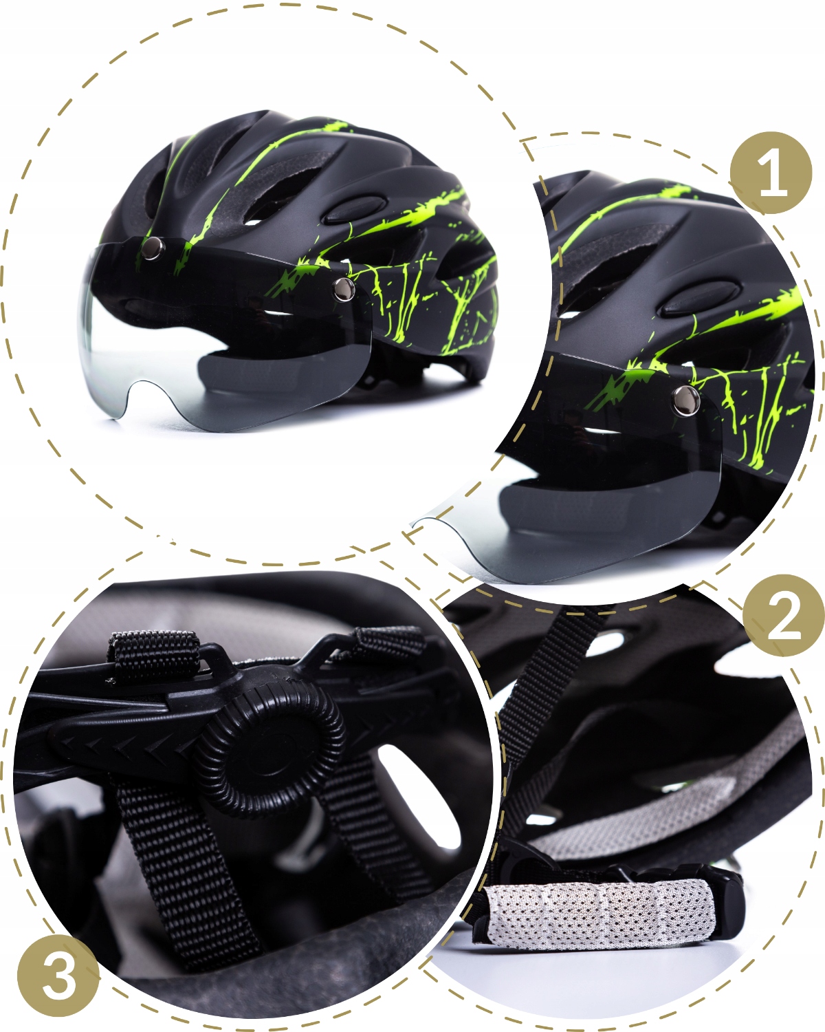 KASK ROWEROWY Z OKULARAMI LEKKI REGULOWANY ERCOLE Model Kask na rower rolki R98