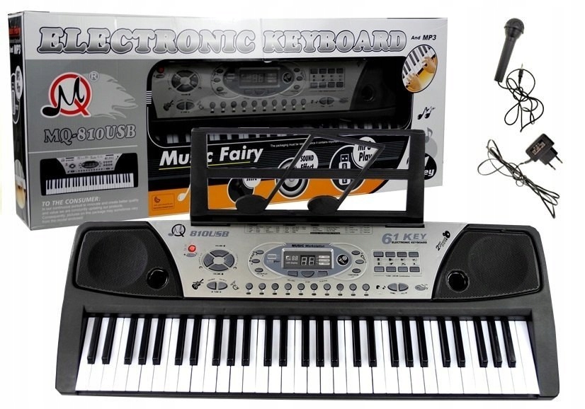 Organy Keyboard Mikrofón Napájací adaptér MQ-810 MP3 Lean Toys