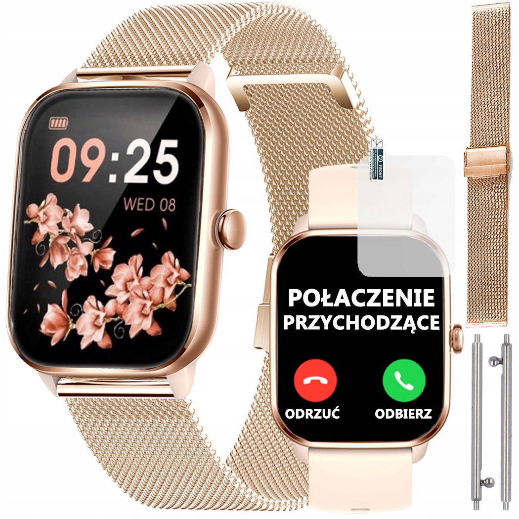 SMARTWATCH ZEGAREK DAMSKI POLSKIE MENU ROZMOWY PULS DLA KOBIETY 2 PASKI PL Rodzaj cyfrowe