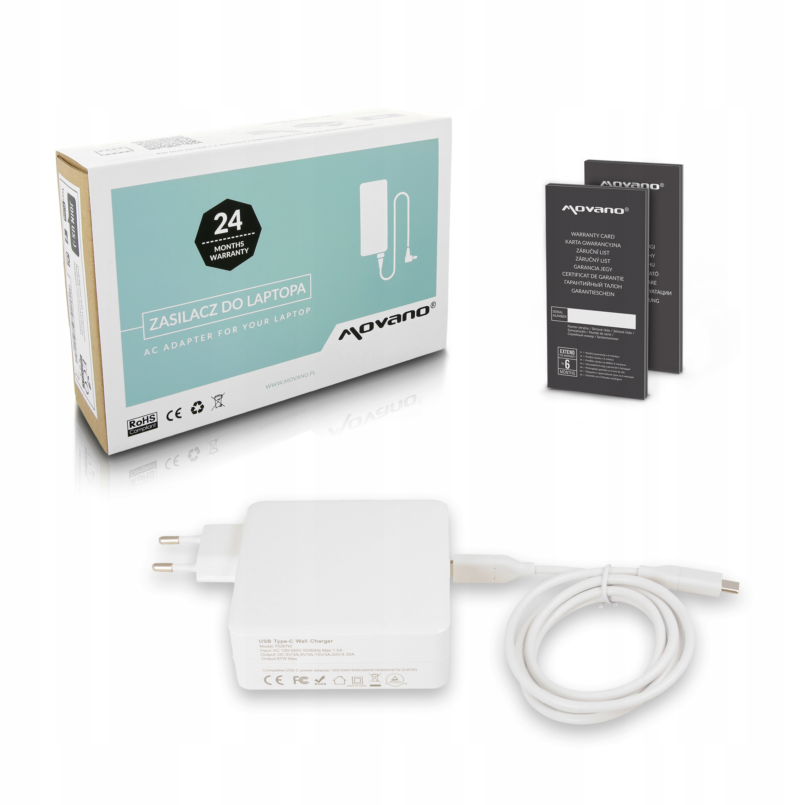Zasilacz Movano 87W 5-20.4V Usb-c do Macbook Pro