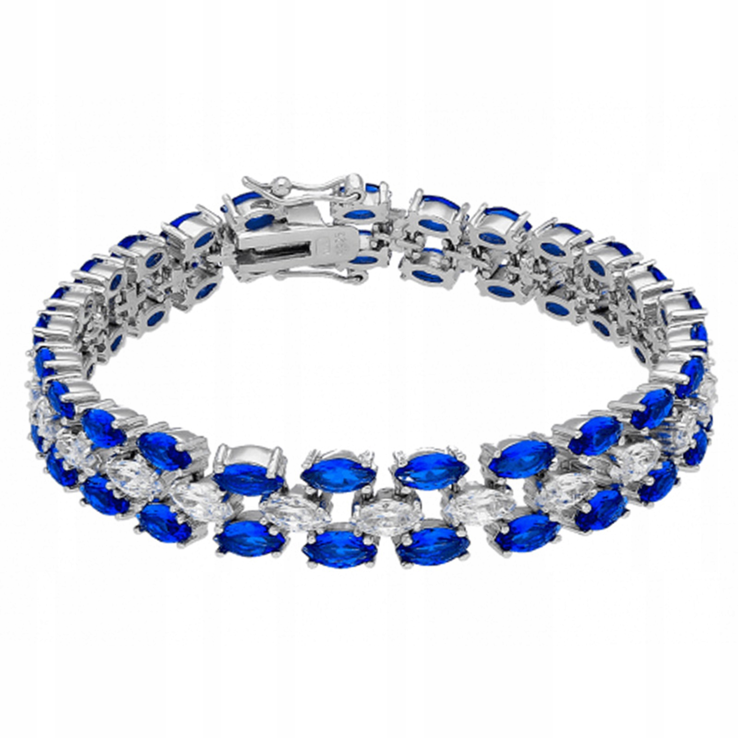Stříbrný náramek 925 dílků s modrými a bílými krystaly