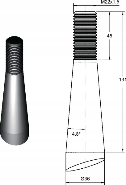 Ząb ładowacza, wygięty zamykający, profil kwadrato Numer katalogowy części K. FT43
