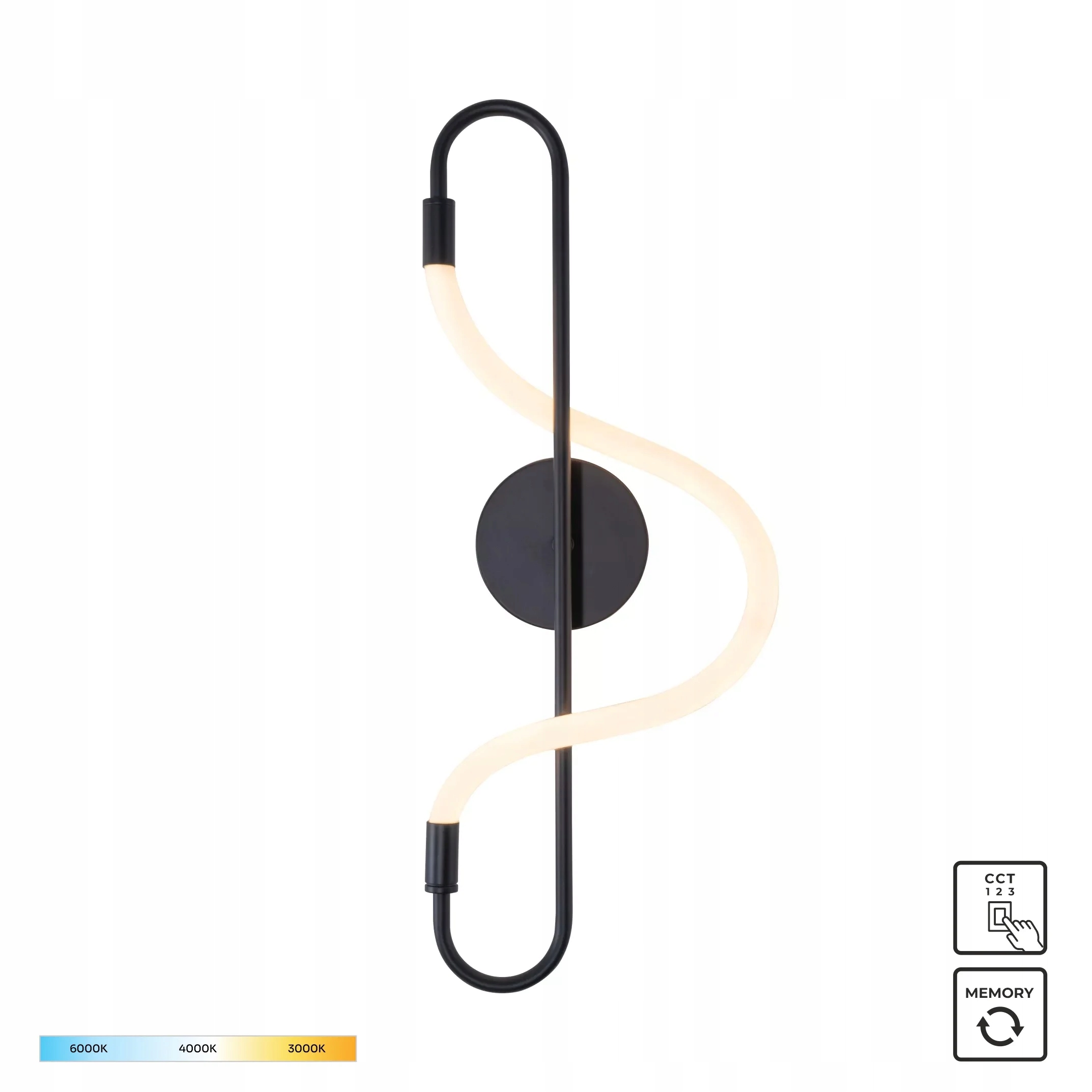 Zuma Line Nástenná lampa Balbo Led 10W čierna matná s variabilnou farbou svetla