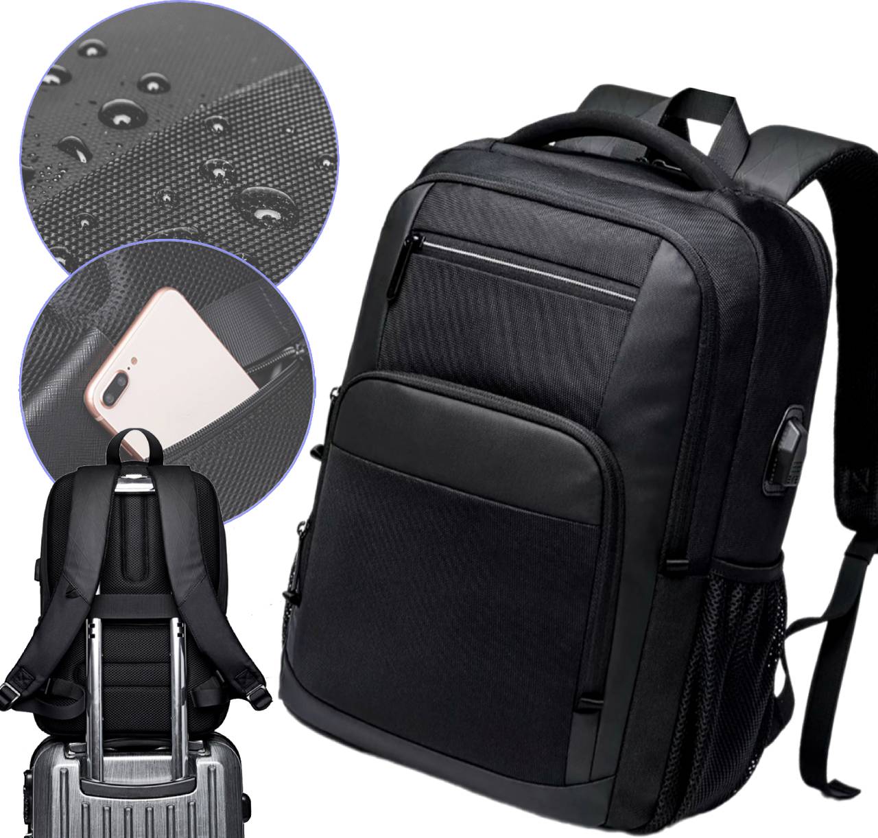 Batoh Bange na Notebook 15.6 městský mládežnický s Usb černý Cestovní velký