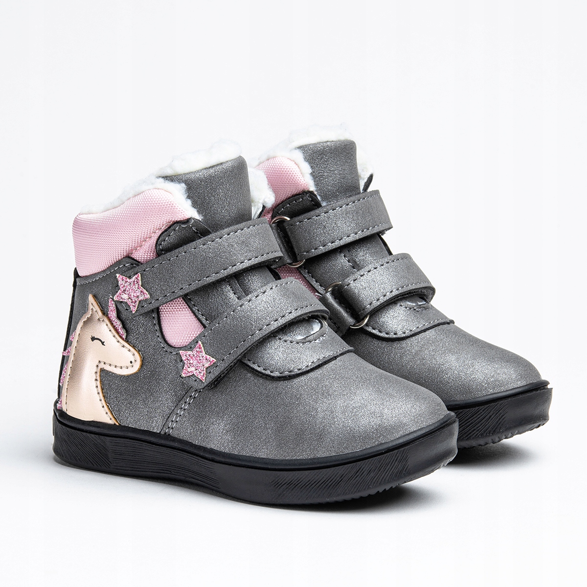 Trzewiki botki dziewczęce OCIEPLANE na RZEPY lekkie brokat Wojtyłko 25 Płeć dziewczynki