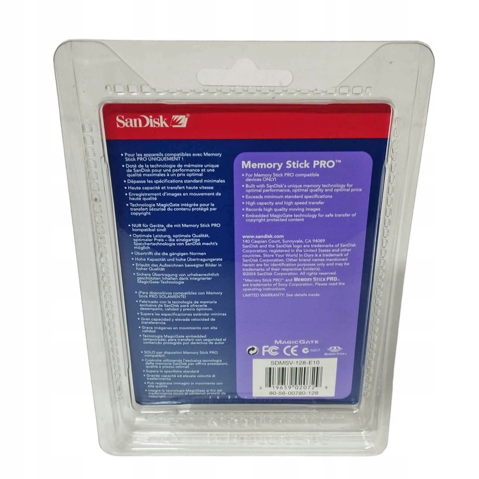 KARTA PAMIĘCI SANDISK MEMORY STICK PRO 128 MB NOWA Producent SanDisk