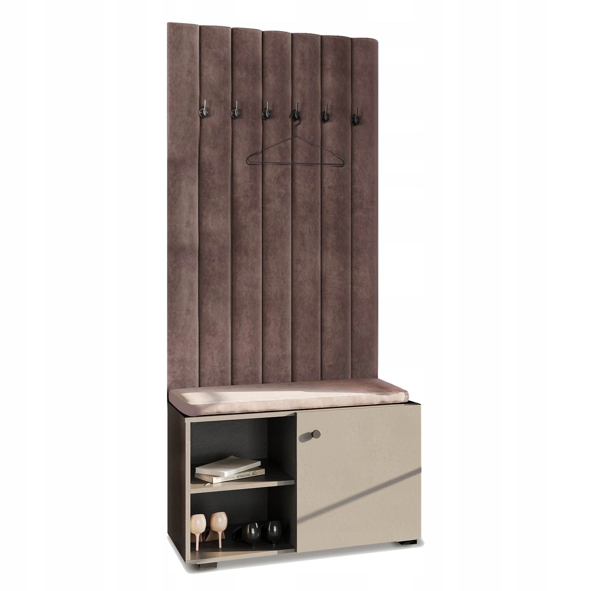 Moderní čalouněný panel do předsíně šedý Aria Cloud 87