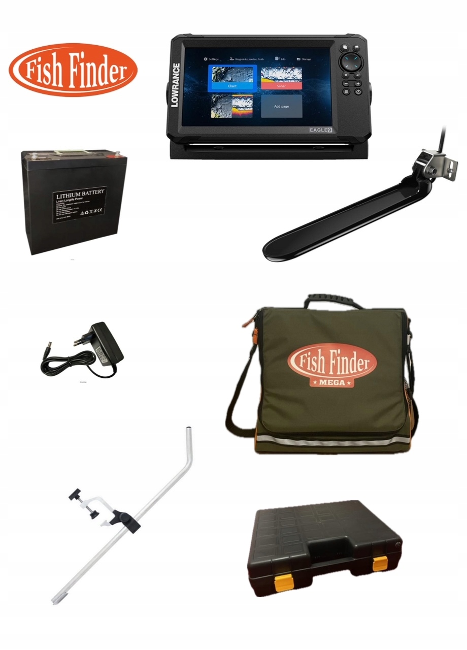 Echosonda Lowrance Eagle 9 Tripleshot Hd Set Pro Li-jon mapa Polský