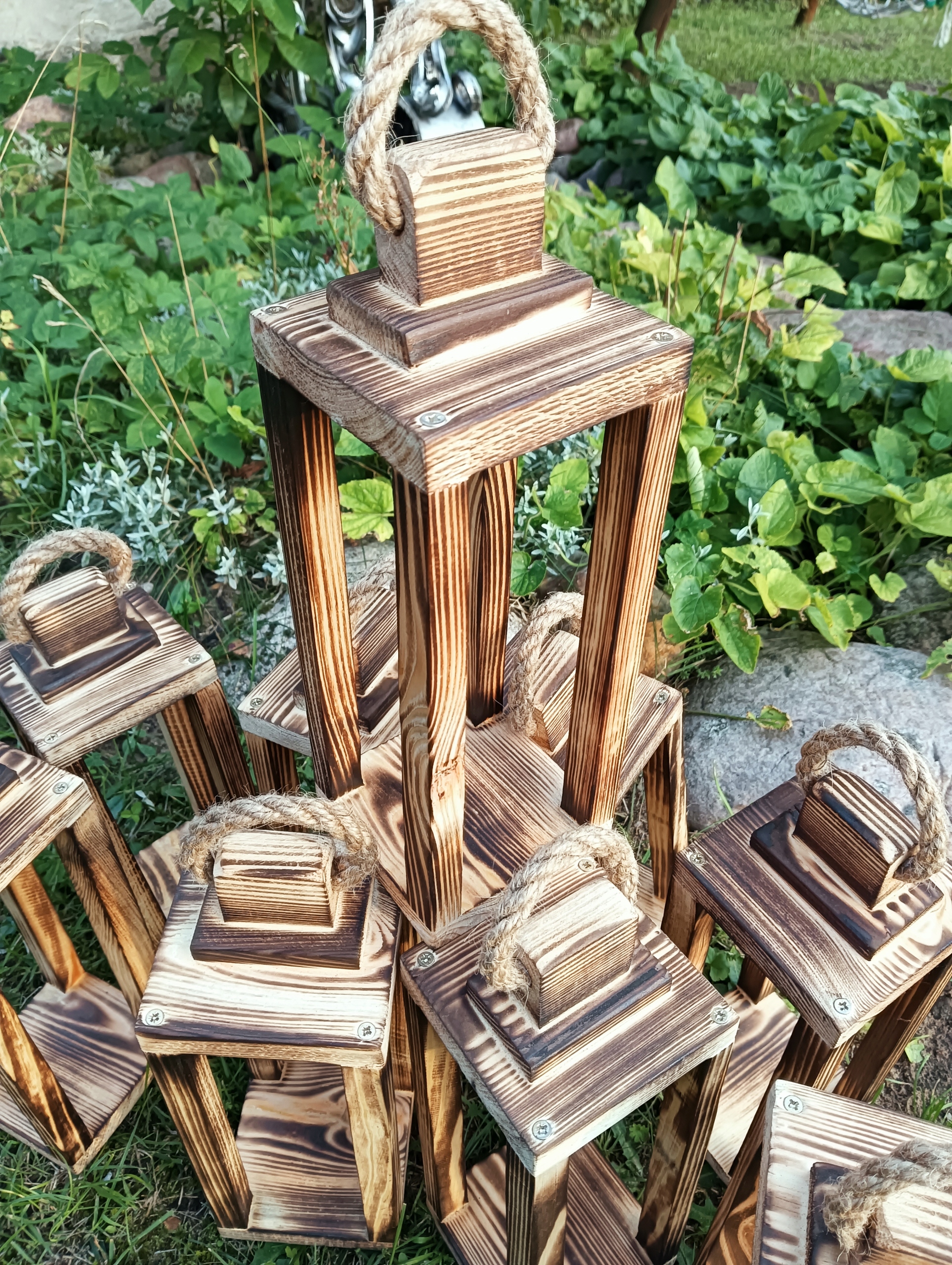 Lampion latarnia latarenka z drewna sosnowego 45 cm - opalany Rodzaj lampion