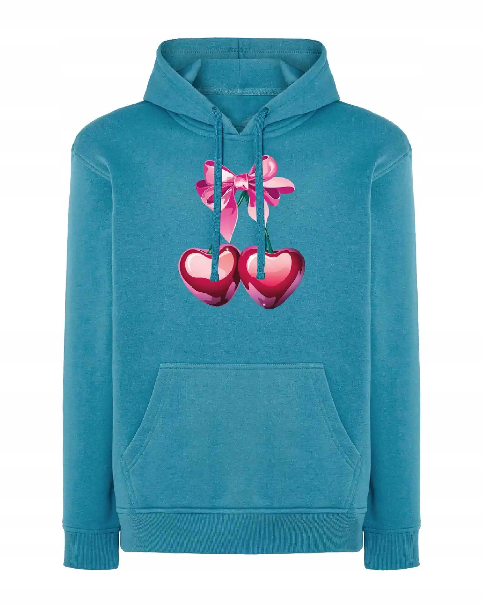 Mikina s třešňovými srdíčky Ovoce Višně s potiskem Modrá M