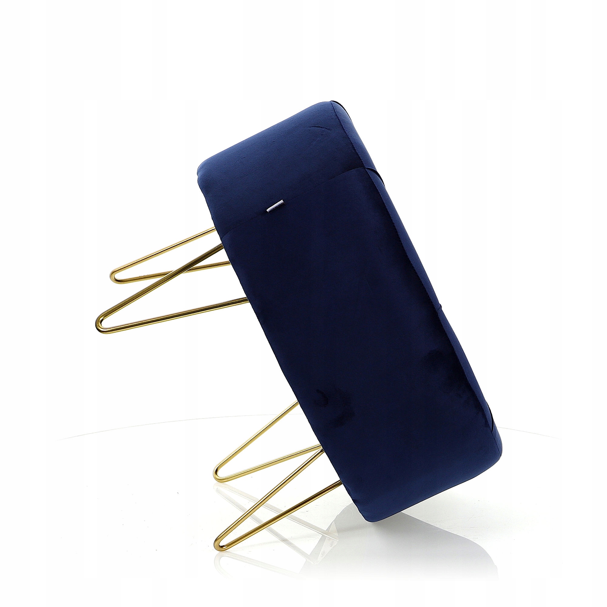 Pufa Welurowa Złota Granatowa Welur podnóżek 43cm Kolekcja ALIA