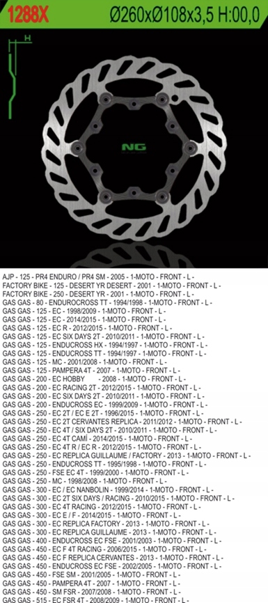 Ng Predný Brzdový Kotúč Gas 125/200/250/300/400/450/515 (plávajúci)