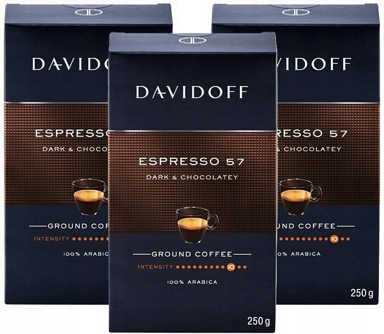 Levně Davidoff Espresso 57 mletá káva Tóny Čokolády, 100% Arabica 3x250 g