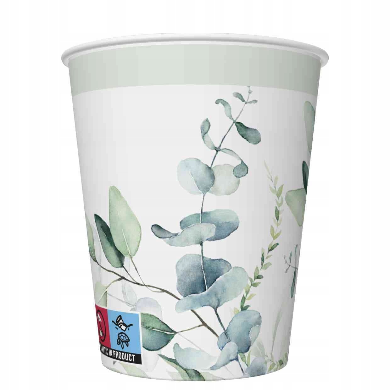 Kubeczki papierowe rośliny eukaliptus zielony 8szt